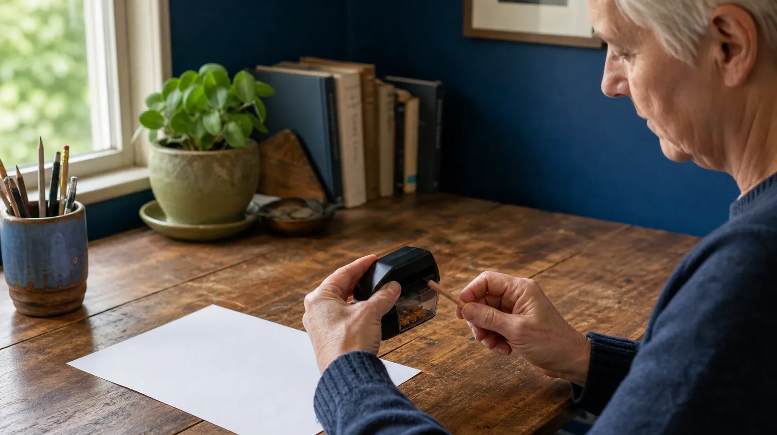 An adult sharpens a plain wooden pencil in a small… · Treatment Consent and Privacy With Lunesta Use in South Florida