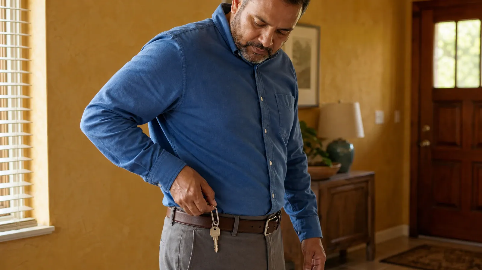 An adult clips a plain key to a trouser belt loop before leaving home · Lunesta and Other Substance Use in South Florida