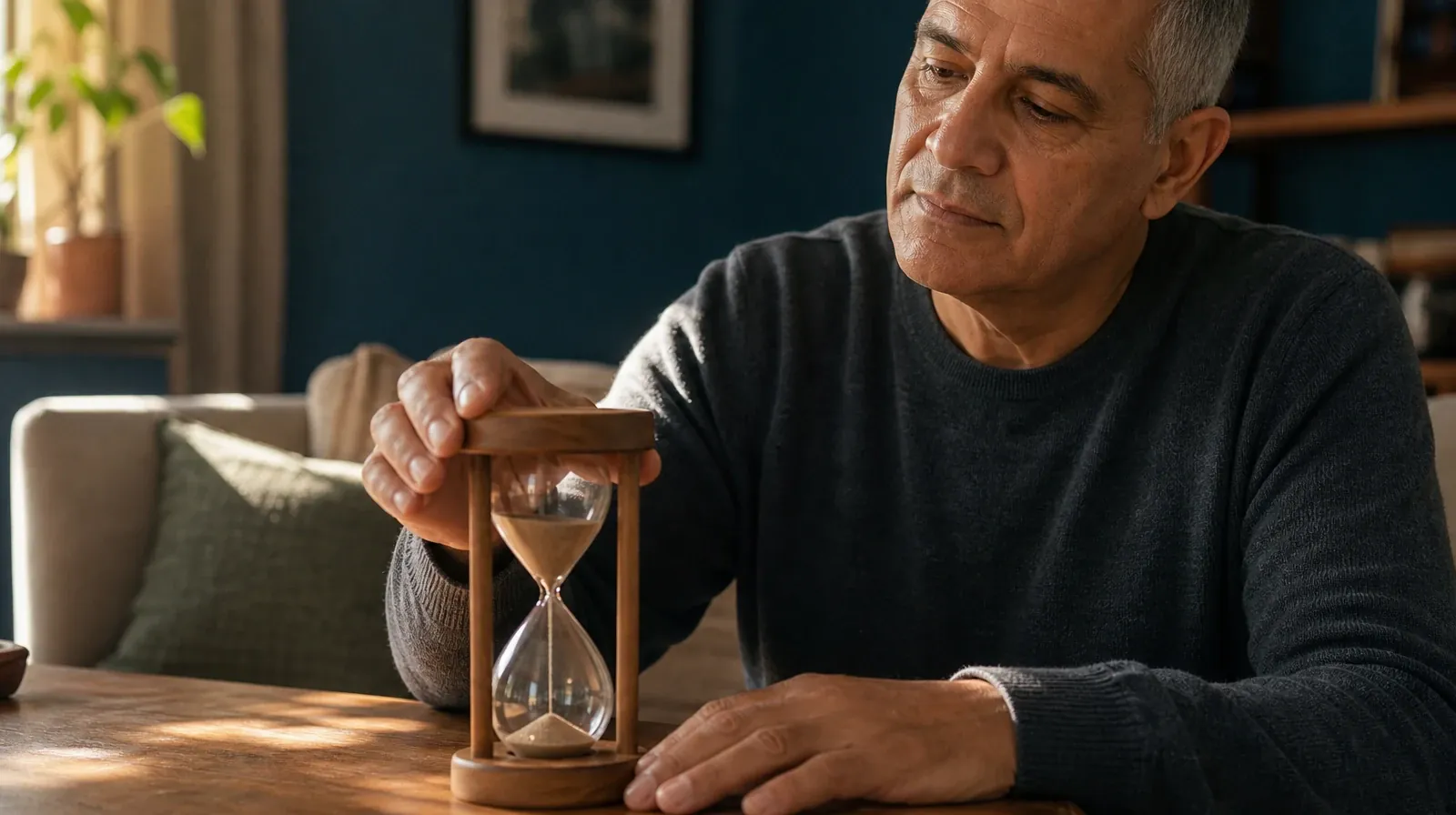 Cravings and Support With Cannabis Use in South Florida | An adult gently turns a plain hourglass upright on a small home… An adult gently turns a plain hourglass upright on a small home… · Cravings and Support With Cannabis Use in South Florida