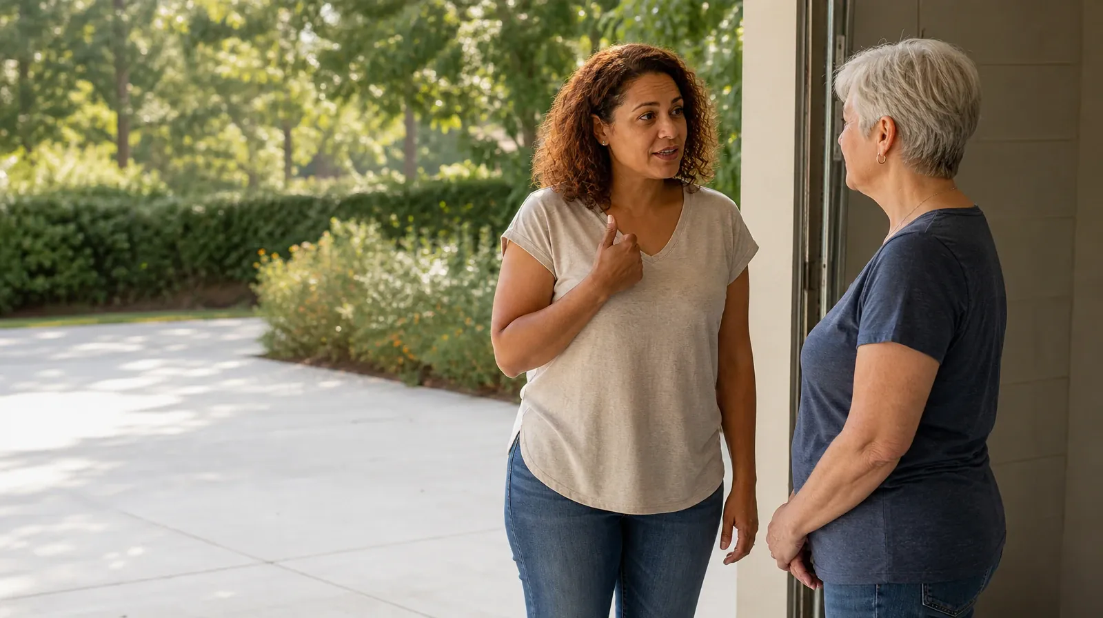 Helping an Adult Sibling With Cannabis Use in South Florida | An adult briefly gestures toward herself with a thumb while… An adult briefly gestures toward herself with a thumb while… · Helping an Adult Sibling With Cannabis Use in South Florida