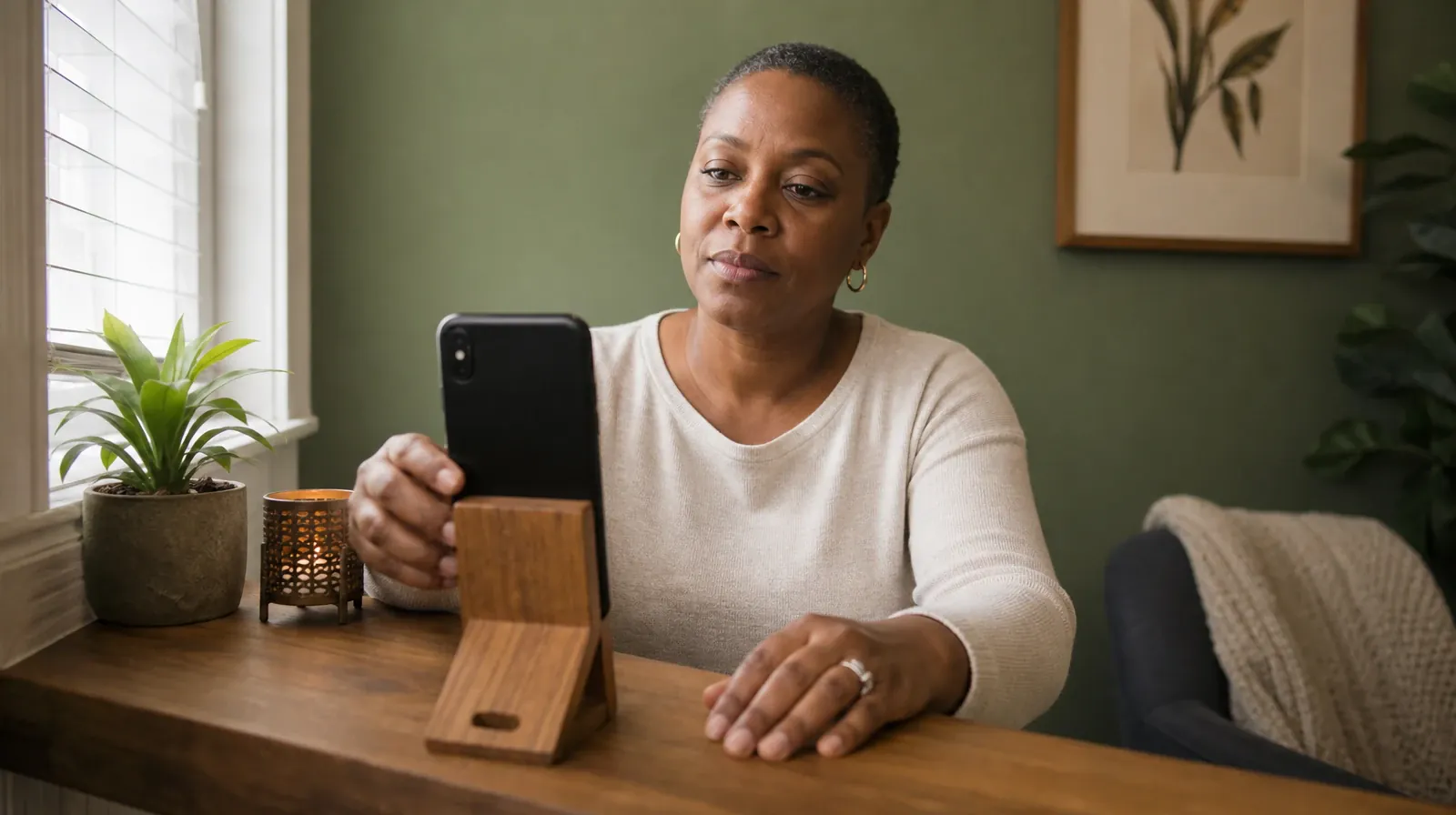 An adult positions a phone with its screen facing away on a… · Making a Follow-Up Plan After Cannabis Use in South Florida