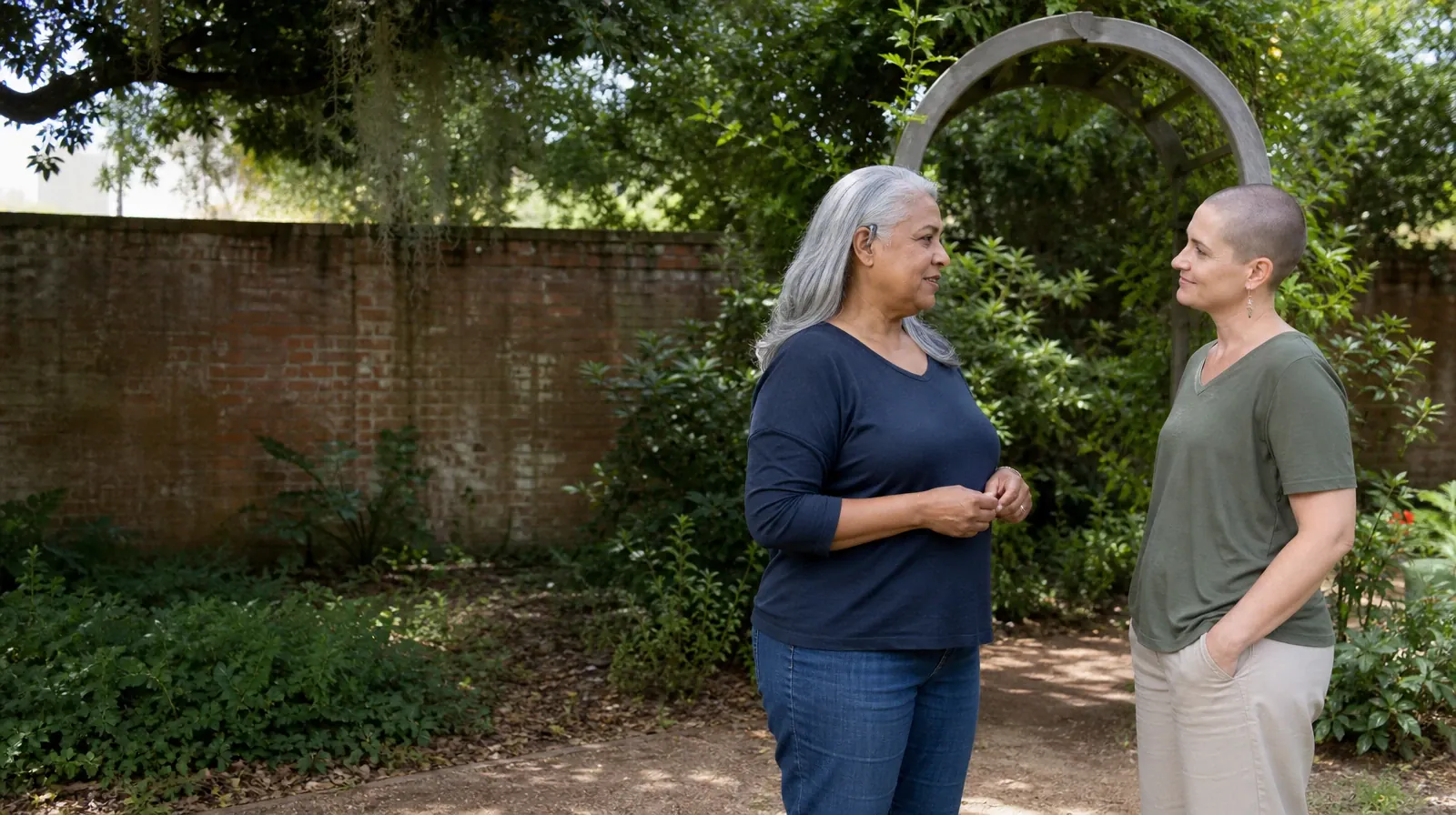 An adult wearing a small hearing aid speaks with another adult… · Repeated Use Concerns About Cannabis Use in South Florida