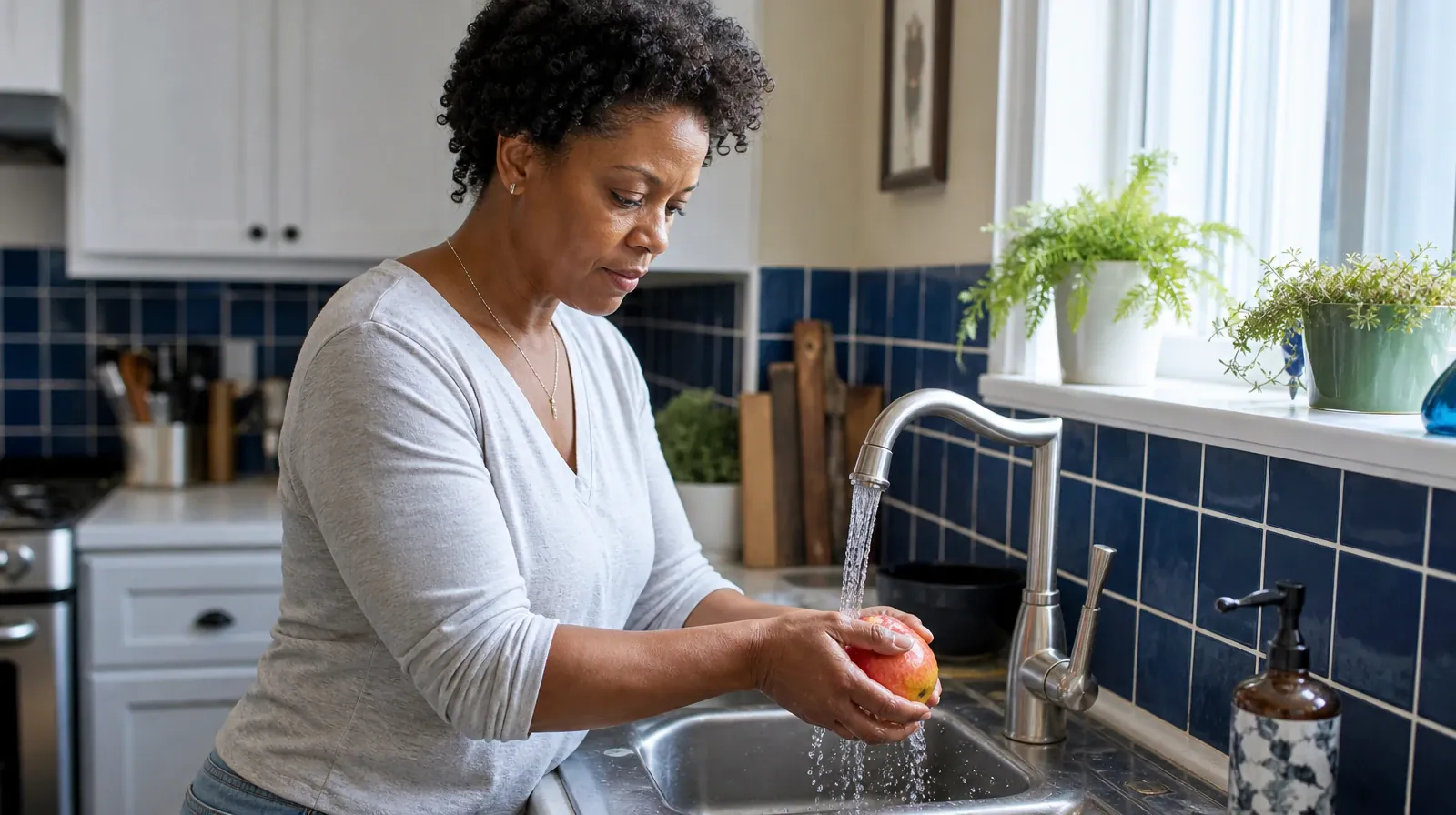 Supporting a Partner With Cannabis Use in South Florida | An adult rinses an apple under running water at a home sink An adult rinses an apple under running water at a home sink · Supporting a Partner With Cannabis Use in South Florida