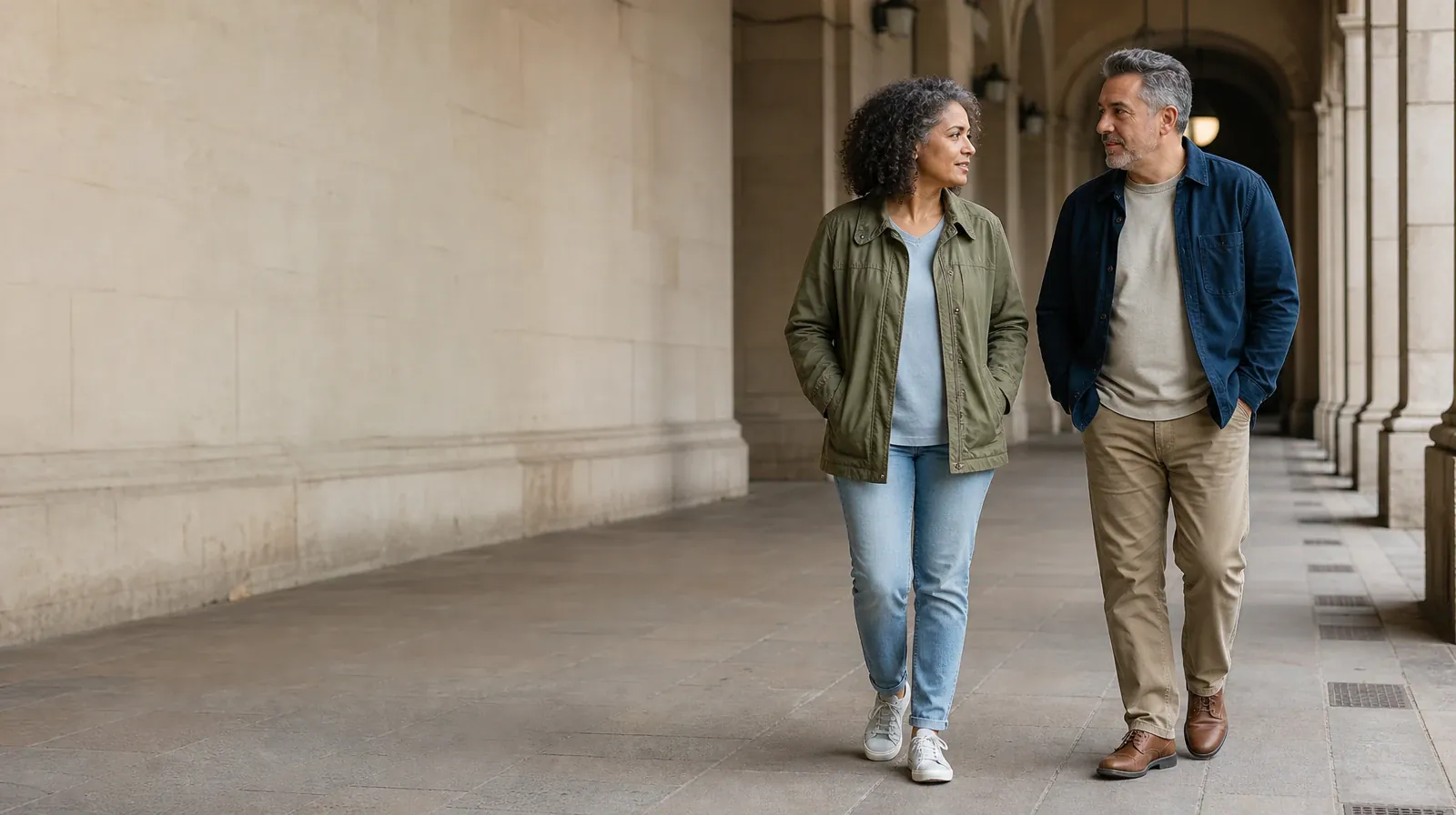 Preparing for Appointments About Methamphetamine Use | Two adults walk and talk beneath a covered arcade Two adults walk and talk beneath a covered arcade · Preparing for Appointments About Methamphetamine Use
