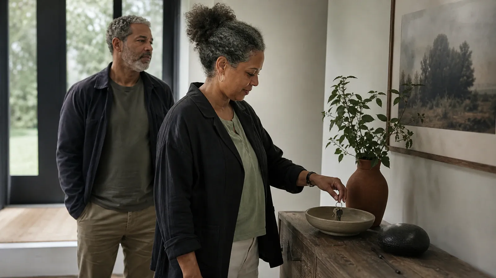 An adult places house keys into a small bowl · Residential Care Questions About Methamphetamine Use