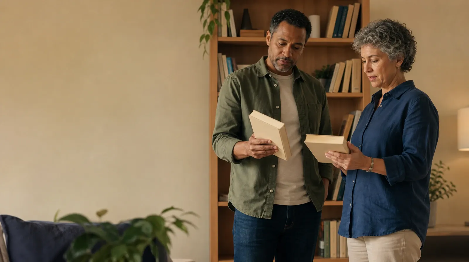 Supporting a Family Member With Nitrous Oxide Use | Two adults compare plain books beside a bookshelf Two adults compare plain books beside a bookshelf · Supporting a Family Member With Nitrous Oxide Use