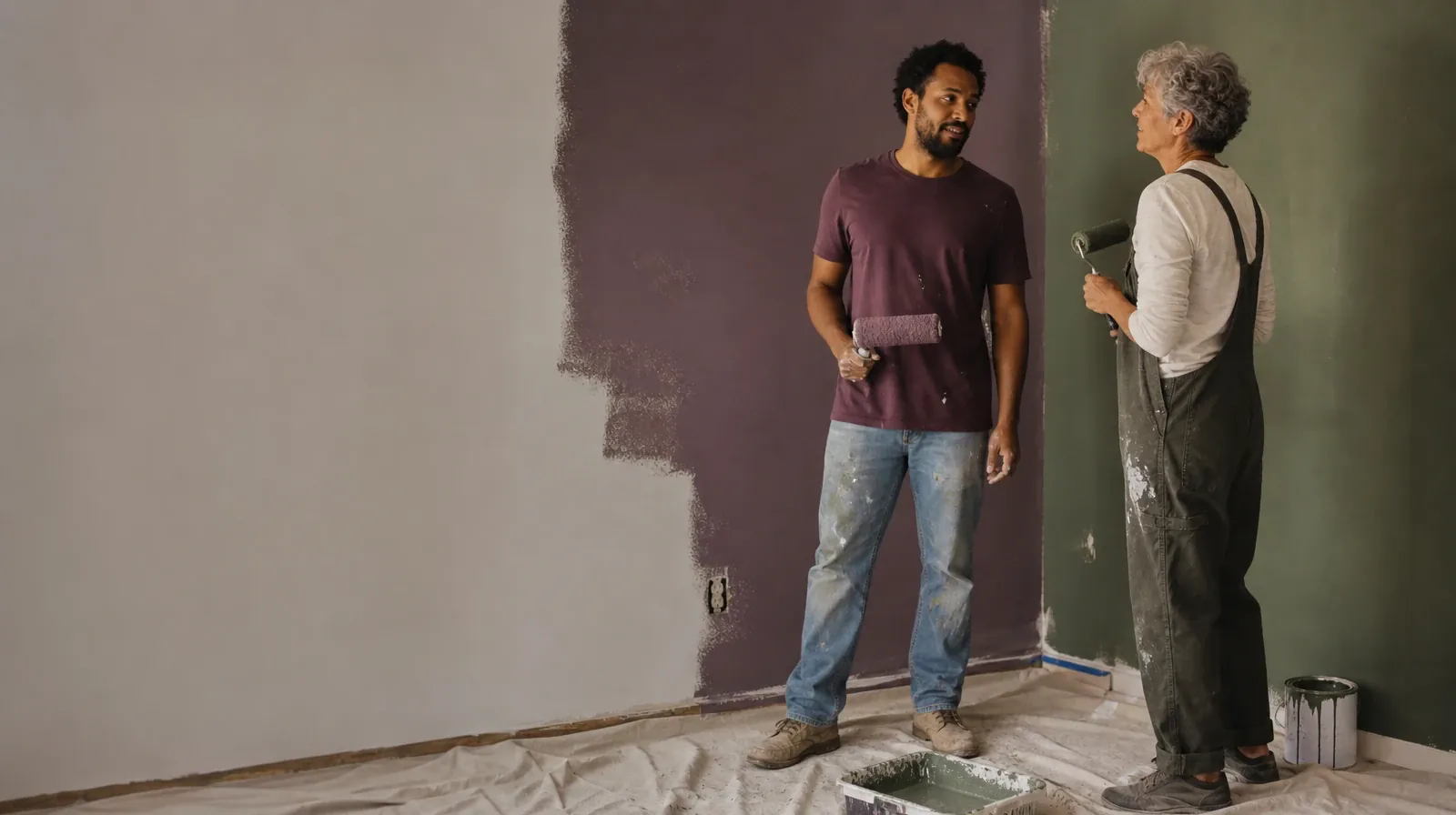 Asking for an Assessment for Oxycodone Use in South Florida | Two adults pause while painting a plain wall Two adults pause while painting a plain wall · Asking for an Assessment for Oxycodone Use in South Florida