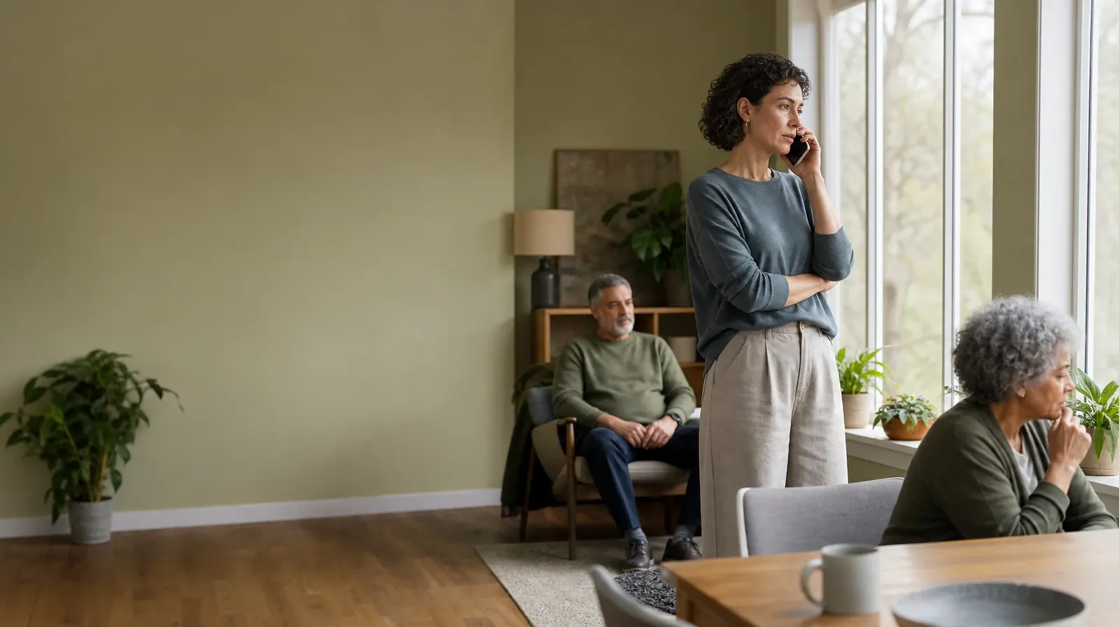 An adult makes a private phone call with support nearby · Residential Care Questions About Oxycodone Use in South Florida