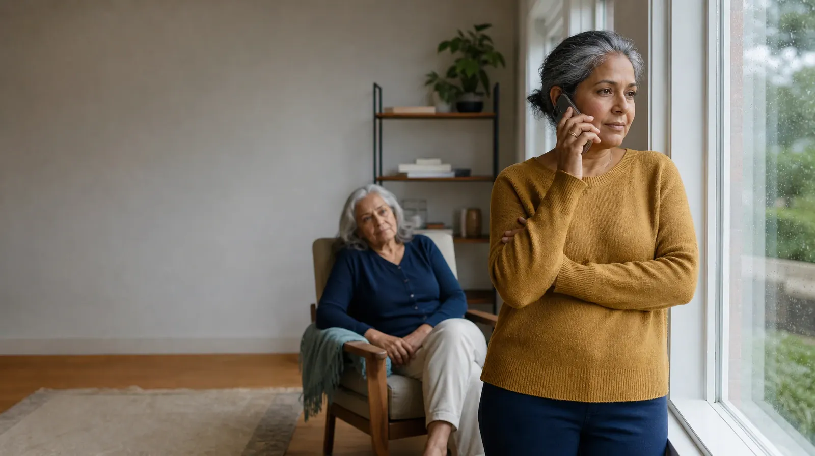 An adult makes a private phone call with support nearby · Supporting a Partner With Oxycodone Use in South Florida