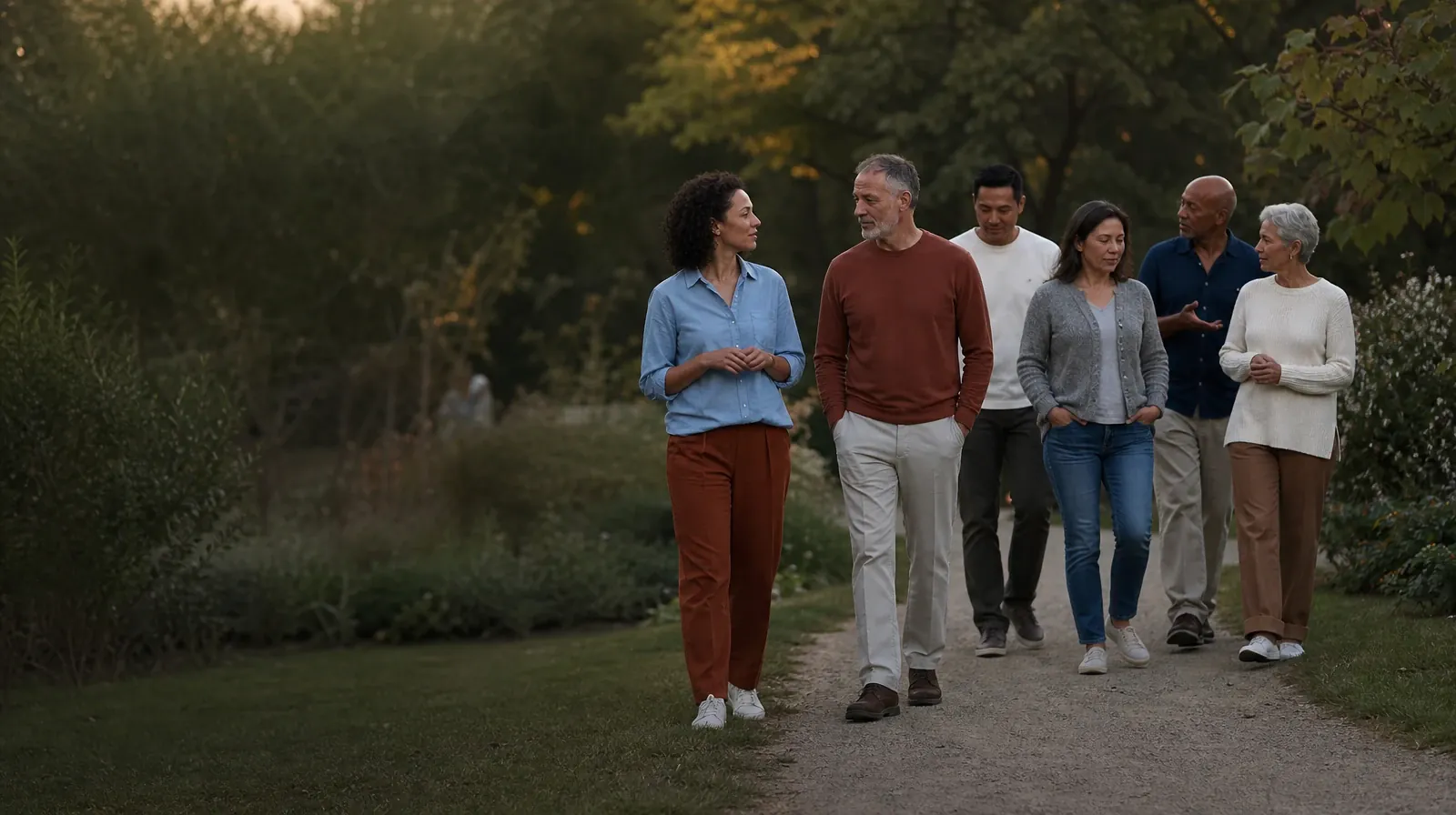 Helping an Adult Family Member With Oxycodone Use | Two adults walk and talk on a quiet garden path Two adults walk and talk on a quiet garden path · Helping an Adult Family Member With Oxycodone Use