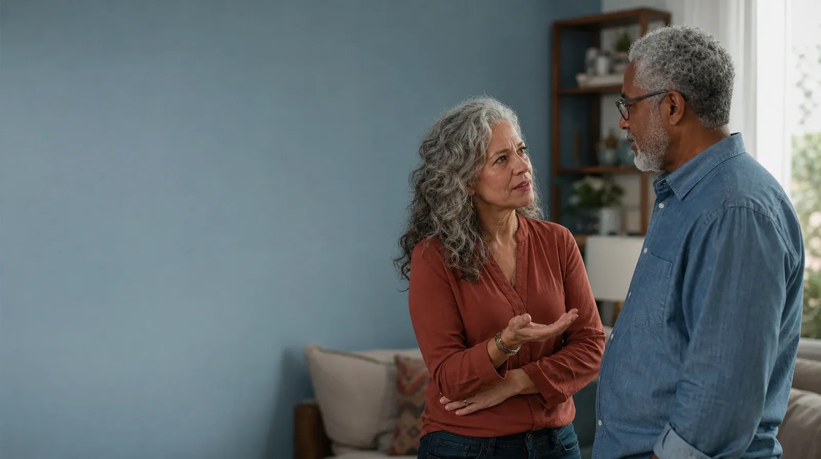 Two adults share a careful conversation at home · Understanding a Treatment Plan for Oxycodone Use in South Florida