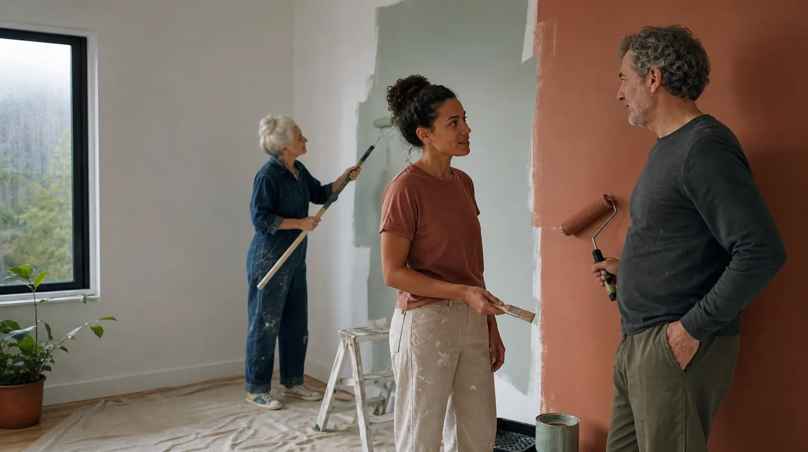 Overdose Response Preparation and Percocet Use in South Florida | Two adults pause while painting a plain wall Two adults pause while painting a plain wall · Overdose Response Preparation and Percocet Use in South Florida