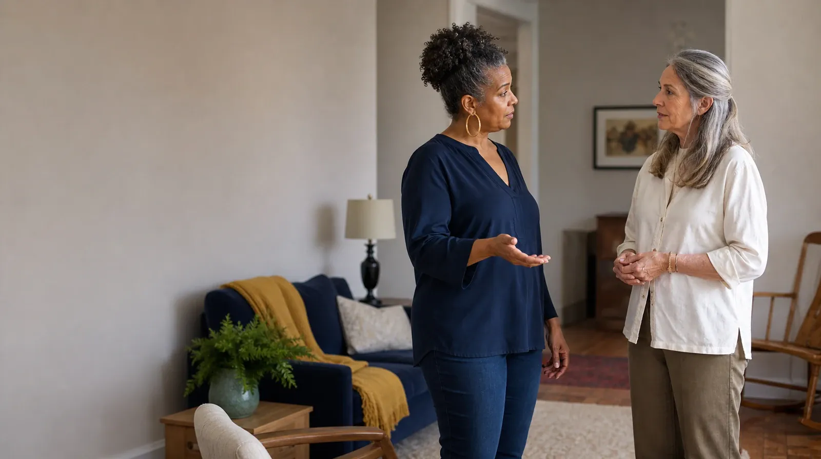 Talking With Family About Percocet Use in South Florida | Two adults share a careful conversation at home Two adults share a careful conversation at home · Talking With Family About Percocet Use in South Florida