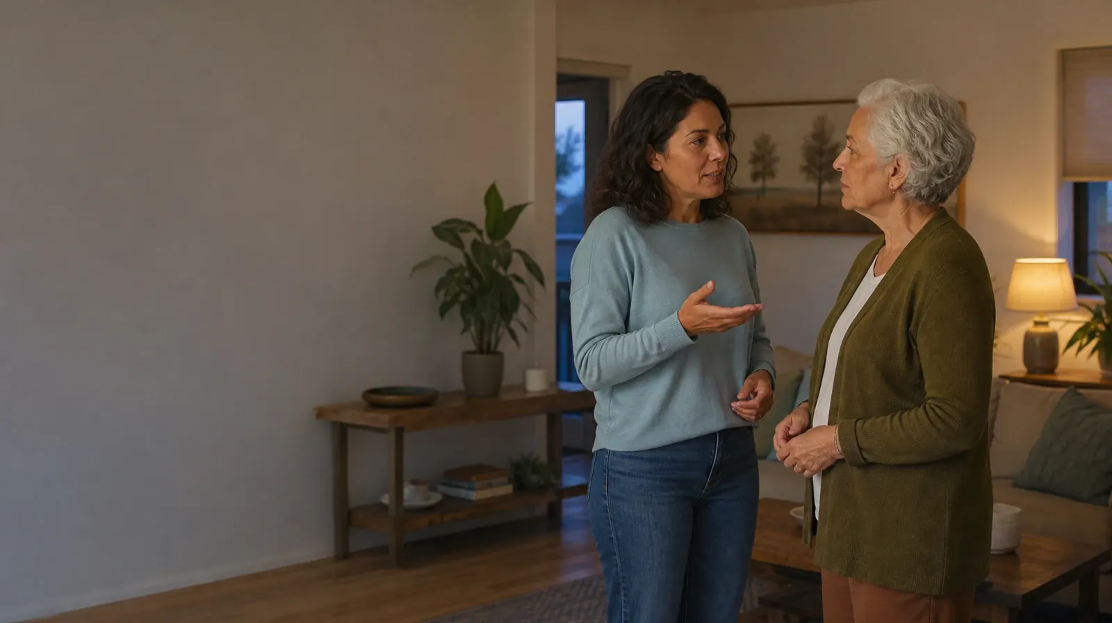 Two adults share a careful conversation at home · Withdrawal Assessment for Percocet Use in South Florida