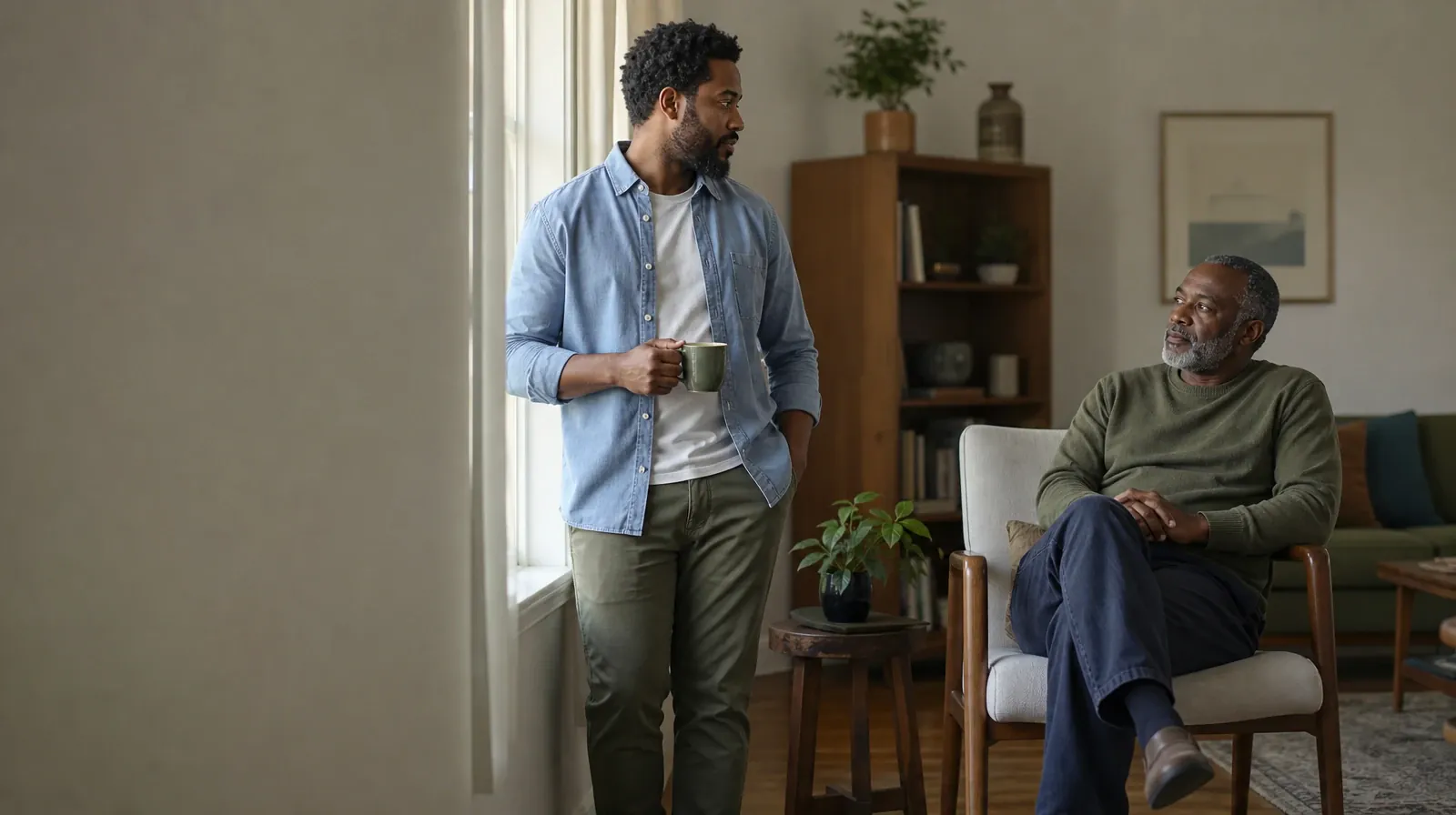 Helping an Adult Sibling With Polysubstance Use in South Florida | An adult turns from a window toward another adult An adult turns from a window toward another adult · Helping an Adult Sibling With Polysubstance Use in South Florida