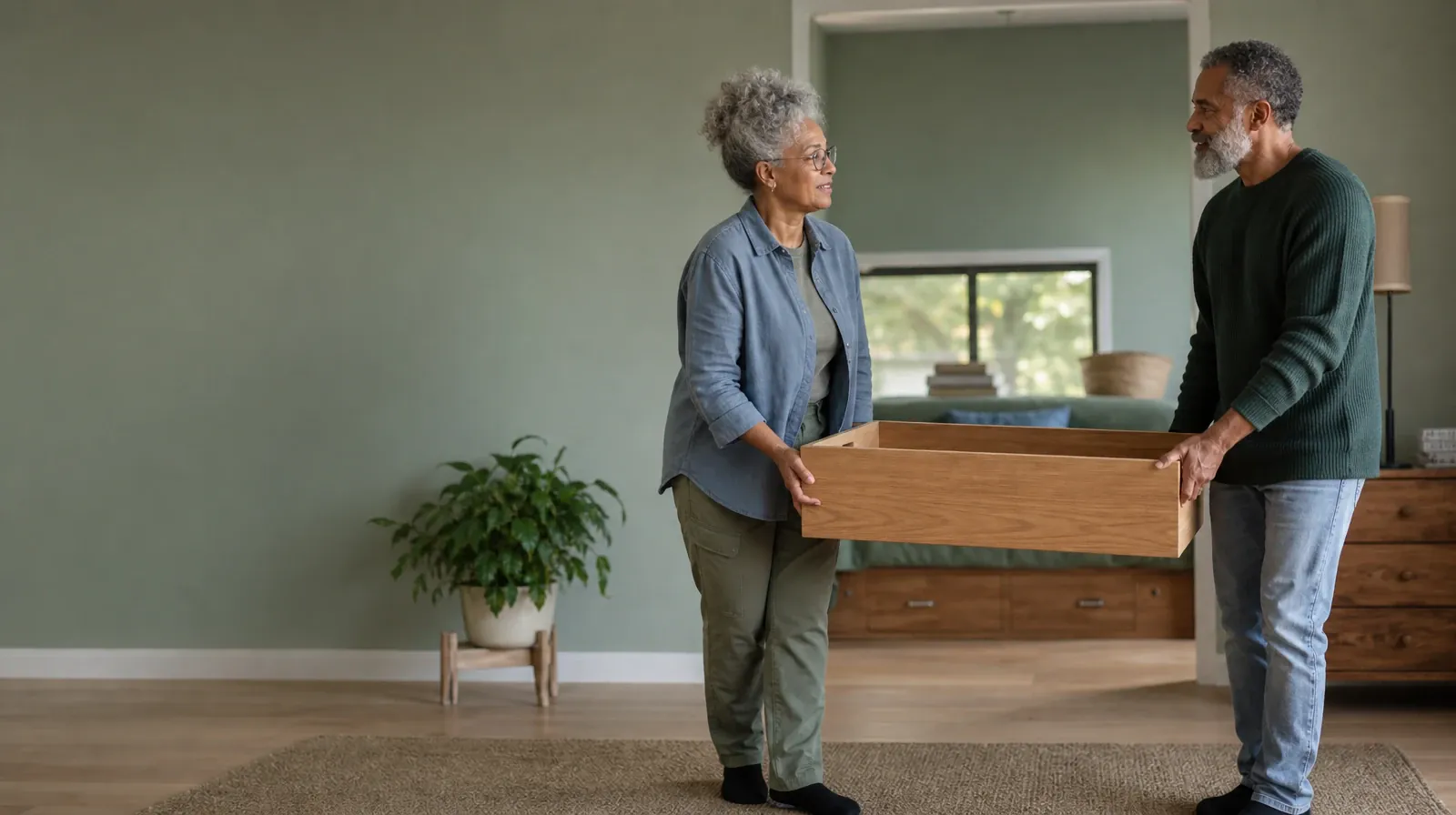 Supporting a Partner With Prescription drugs Use in South Florida | Two adults carry an empty wooden box together Two adults carry an empty wooden box together · Supporting a Partner With Prescription drugs Use in South Florida