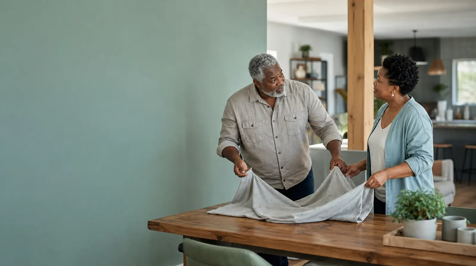 Counseling and Coping With Prescription Opioids | Two adults fold a plain cloth together Two adults fold a plain cloth together · Counseling and Coping With Prescription Opioids