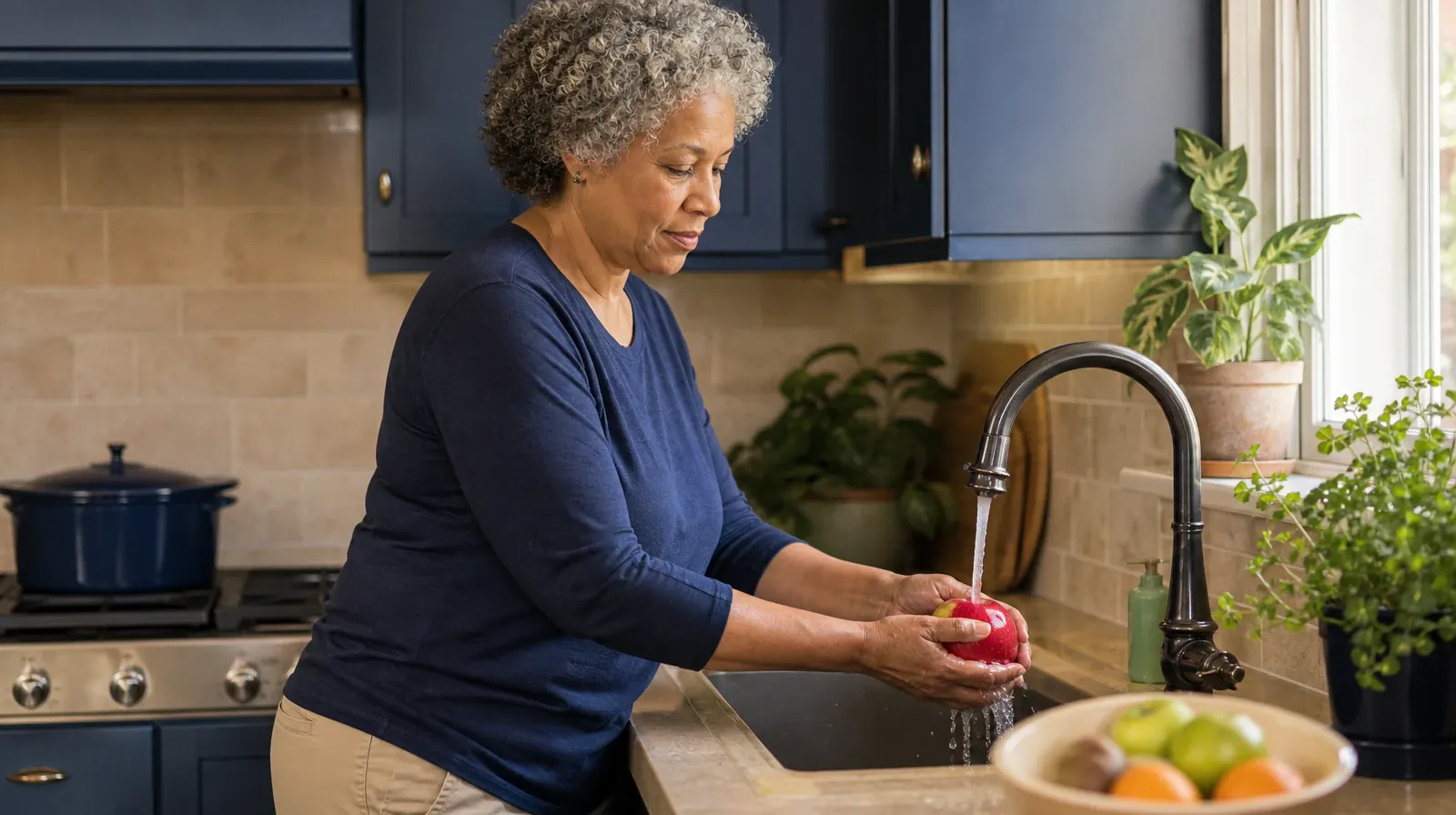 Other Substances and Prescription Opioid Use | An adult rinses an apple at a kitchen sink An adult rinses an apple at a kitchen sink · Other Substances and Prescription Opioid Use