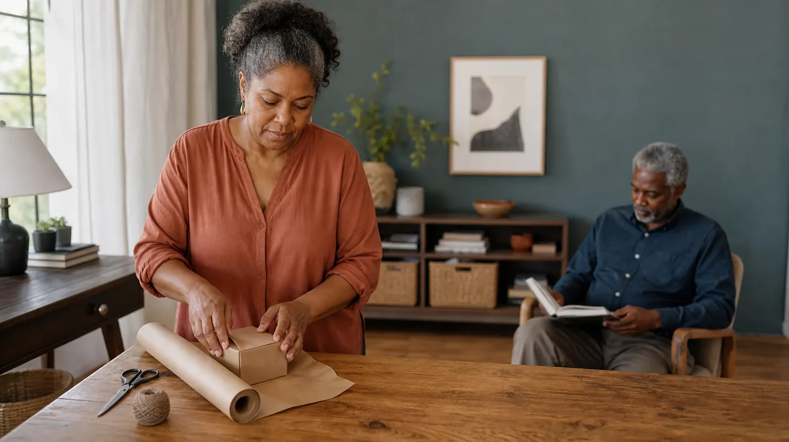 An adult wraps a small box in plain brown paper · Helping an Adult Sibling With Prescription sedatives Use