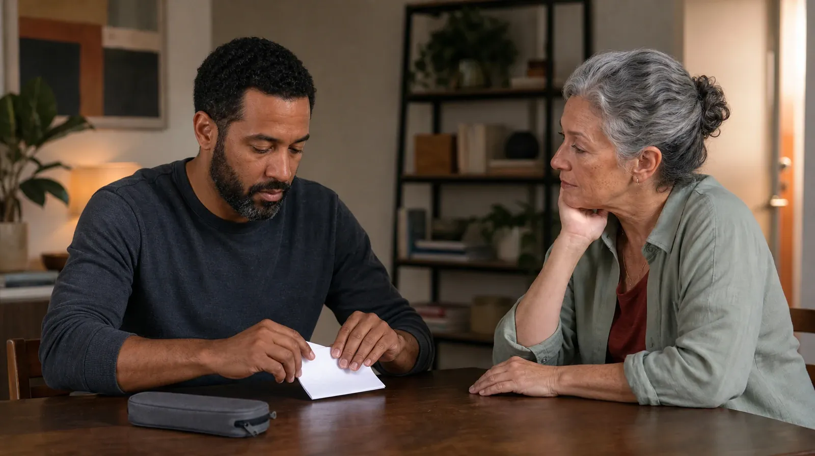 An adult folds blank paper beside a closed pen case · Questions About Prescription Sedative Dependence