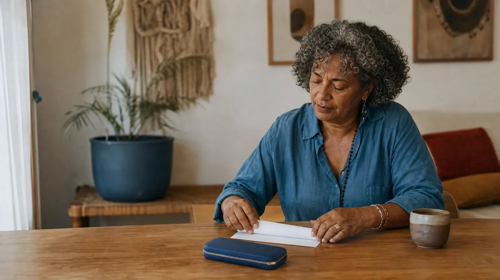 An adult folds blank paper beside a closed pen case · Recognizing Concerns About Prescription Stimulant Use