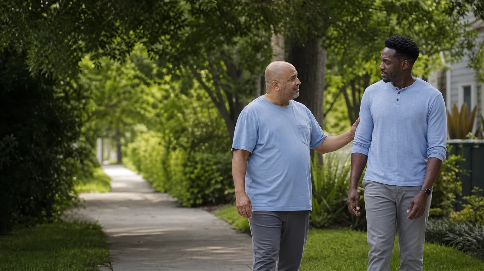 Synthetic cannabinoids Addiction Treatment in Miramar, FL | On a shaded sidewalk, an adult lightly touches another adult's… On a shaded sidewalk, an adult lightly touches another adult's… · Synthetic cannabinoids Addiction Treatment in Miramar, FL