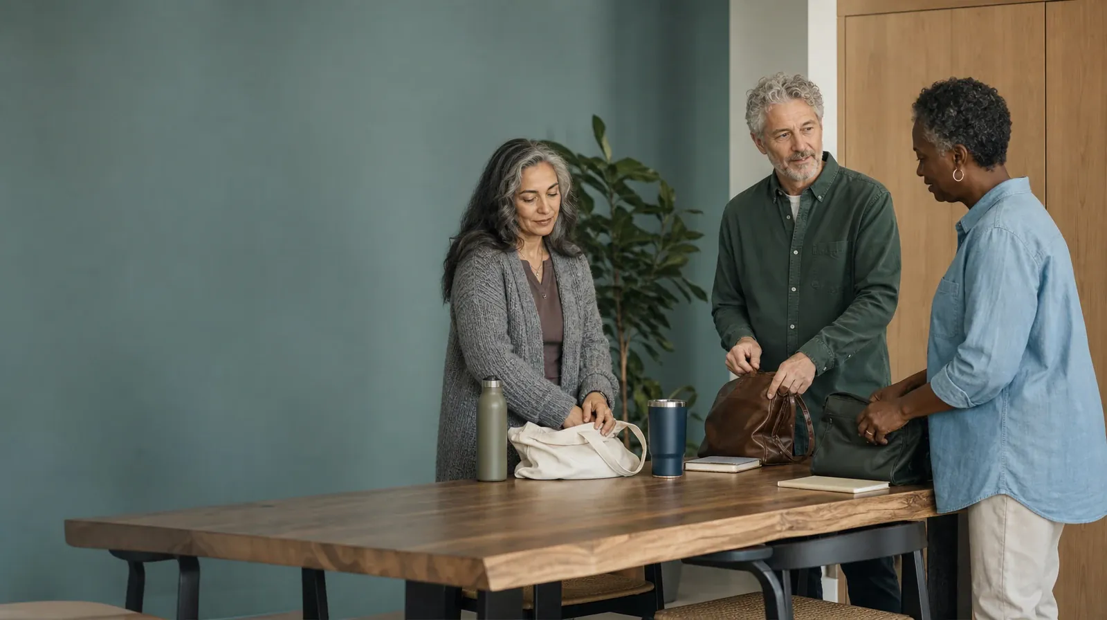 Treatment Cost Questions About Tramadol Use in South Florida | Three adults pause while setting a plain table Three adults pause while setting a plain table · Treatment Cost Questions About Tramadol Use in South Florida