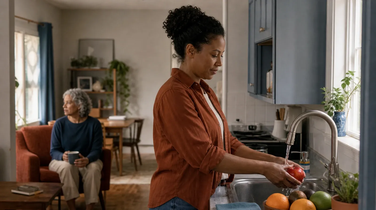 Helping an Adult Sibling With Valium Use in South Florida | An adult rinses an apple at a kitchen sink An adult rinses an apple at a kitchen sink · Helping an Adult Sibling With Valium Use in South Florida