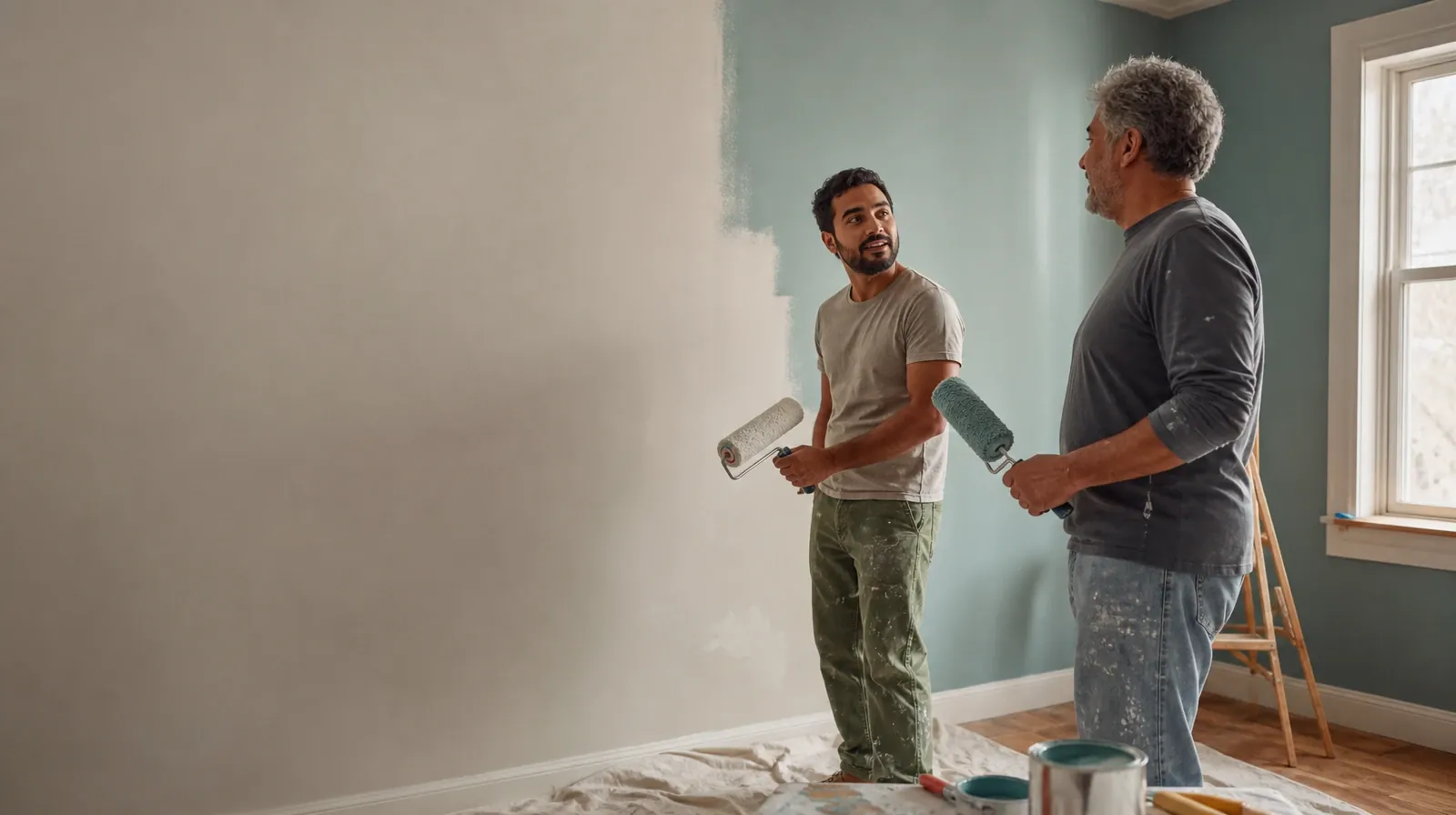 Counseling and Coping With Vicodin Use in South Florida | Two adults pause while painting a plain wall Two adults pause while painting a plain wall · Counseling and Coping With Vicodin Use in South Florida