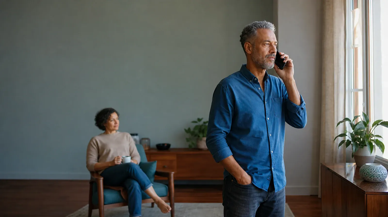 Medication Continuity for Vicodin Use | An adult makes a private phone call with support nearby An adult makes a private phone call with support nearby · Medication Continuity for Vicodin Use