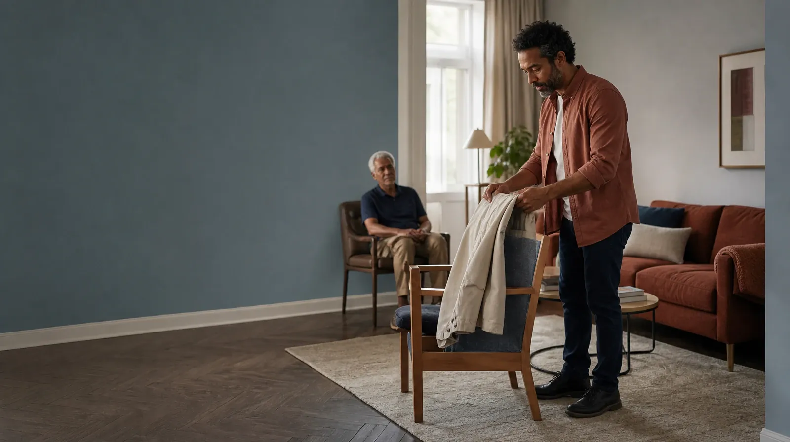 Returning Home After Treatment for Vicodin Use in South Florida | An adult folds a jacket while talking with someone nearby An adult folds a jacket while talking with someone nearby · Returning Home After Treatment for Vicodin Use in South Florida