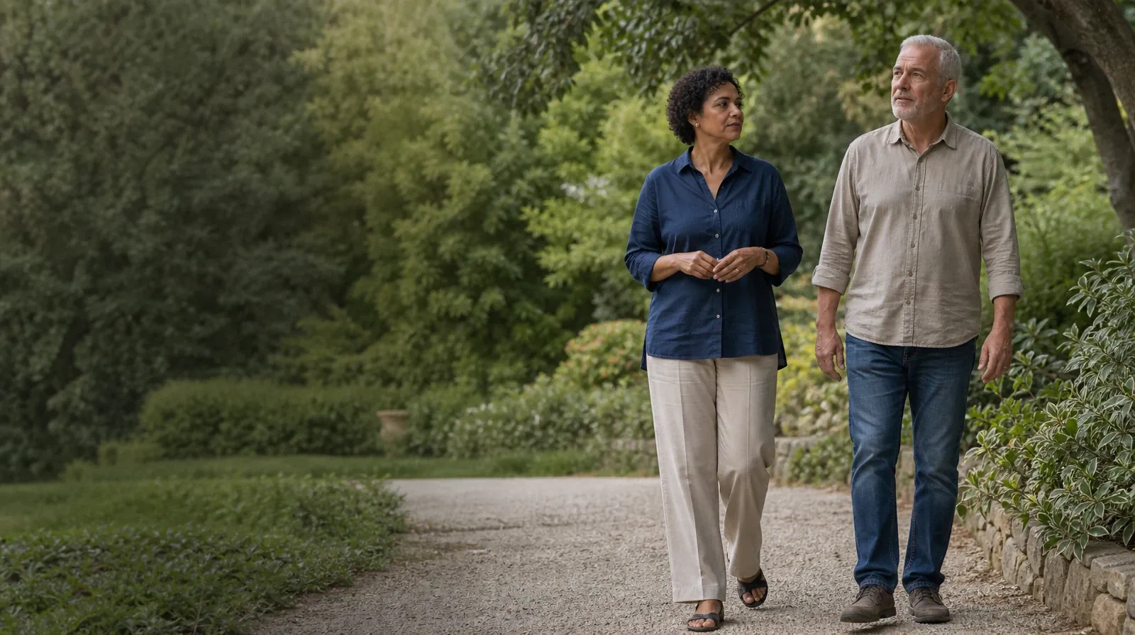 What to Tell a Clinician About Vicodin Use in South Florida | Two adults walk and talk on a quiet garden path Two adults walk and talk on a quiet garden path · What to Tell a Clinician About Vicodin Use in South Florida