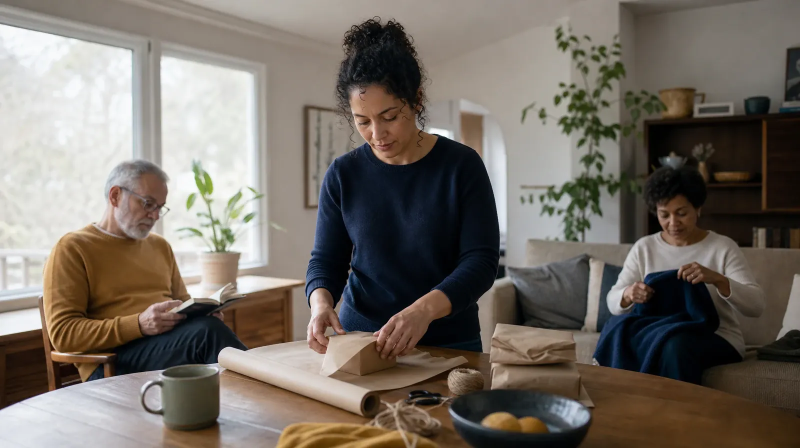 An adult wraps a small box in plain brown paper · Talking With Family About Vyvanse Use in South Florida