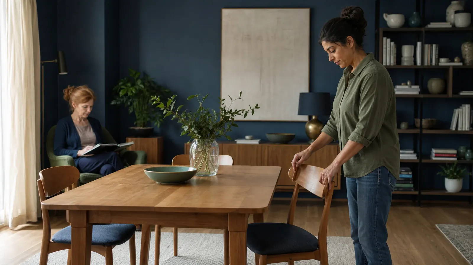 An adult straightens a chair at a cleared table · Pain and Treatment Questions About Vyvanse Use in South Florida