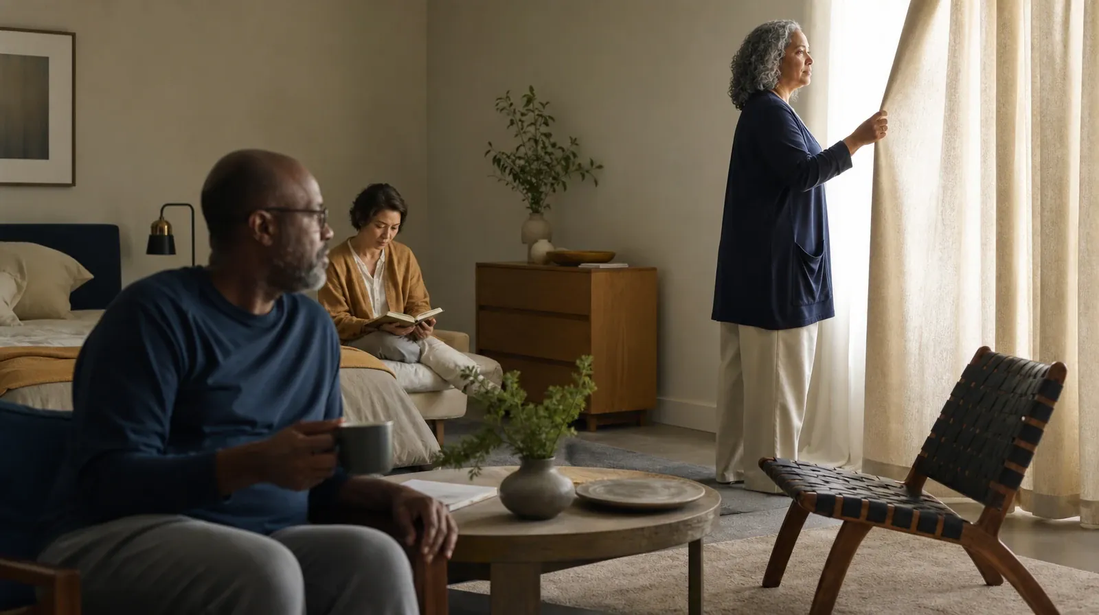 Returning Home After Treatment for Xanax Use in South Florida | An adult opens a plain curtain in morning light An adult opens a plain curtain in morning light · Returning Home After Treatment for Xanax Use in South Florida
