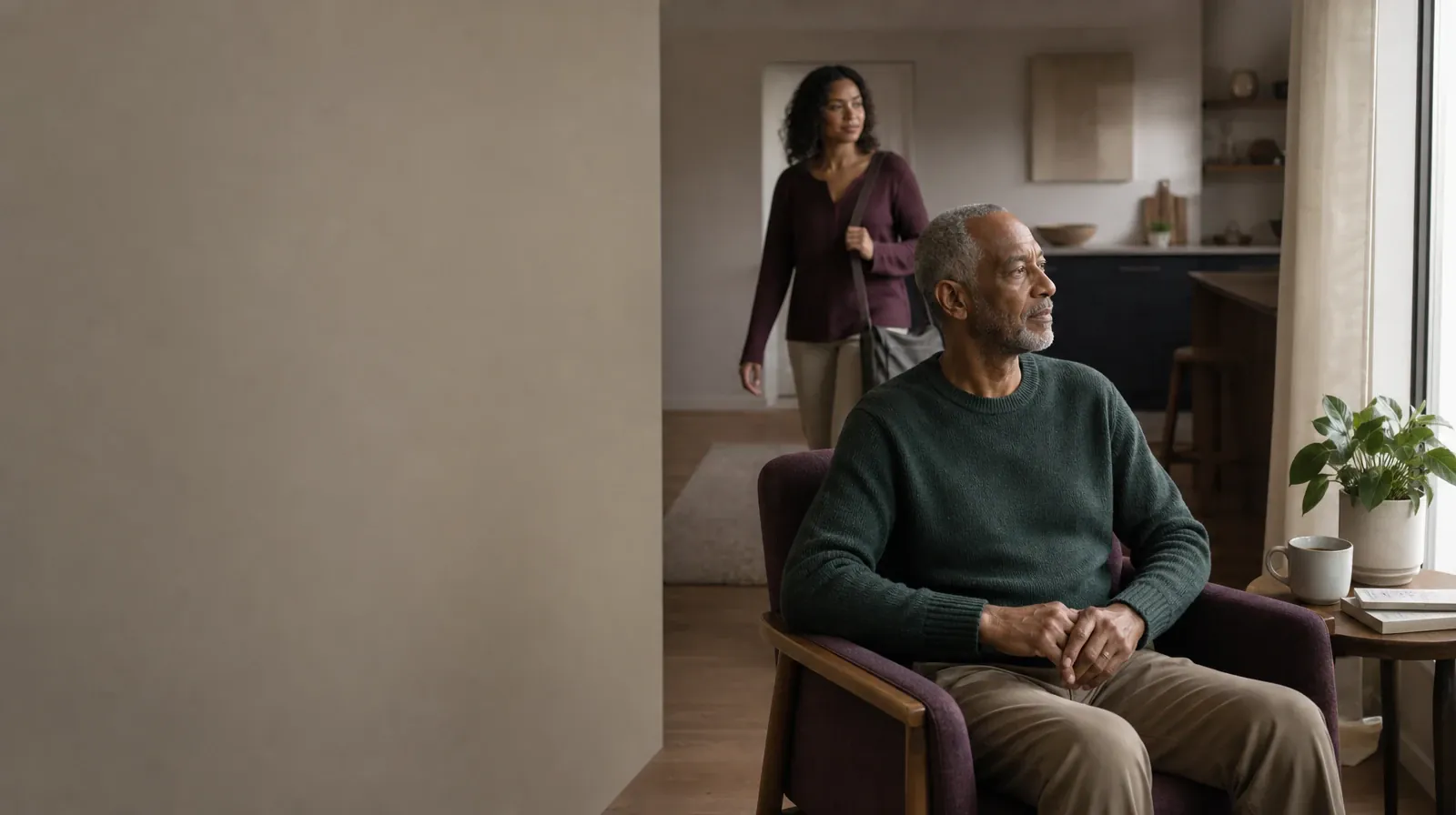 One adult sits near a window as another enters · Pain and Treatment Questions About Xanax Use in South Florida