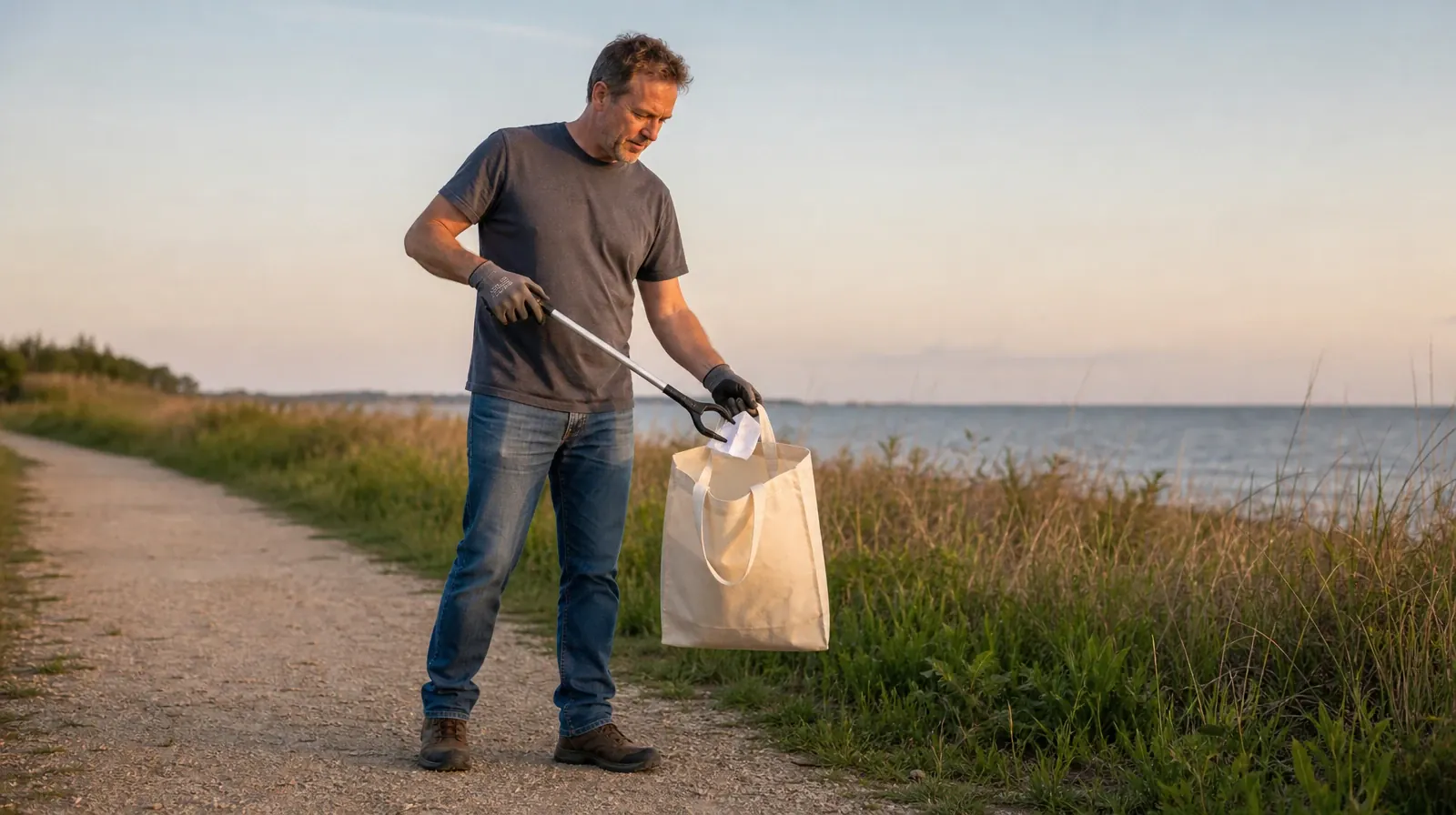 Adult uses a litter grabber to collect plain paper… · After Residential Care and 12-step facilitation in South Florida