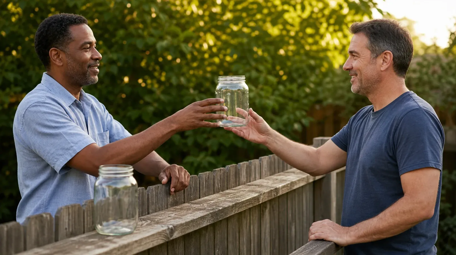 Questions to Ask About 12-step facilitation in South Florida | Two adults pass an empty glass storage jar across a low… Two adults pass an empty glass storage jar across a low… · Questions to Ask About 12-step facilitation in South Florida