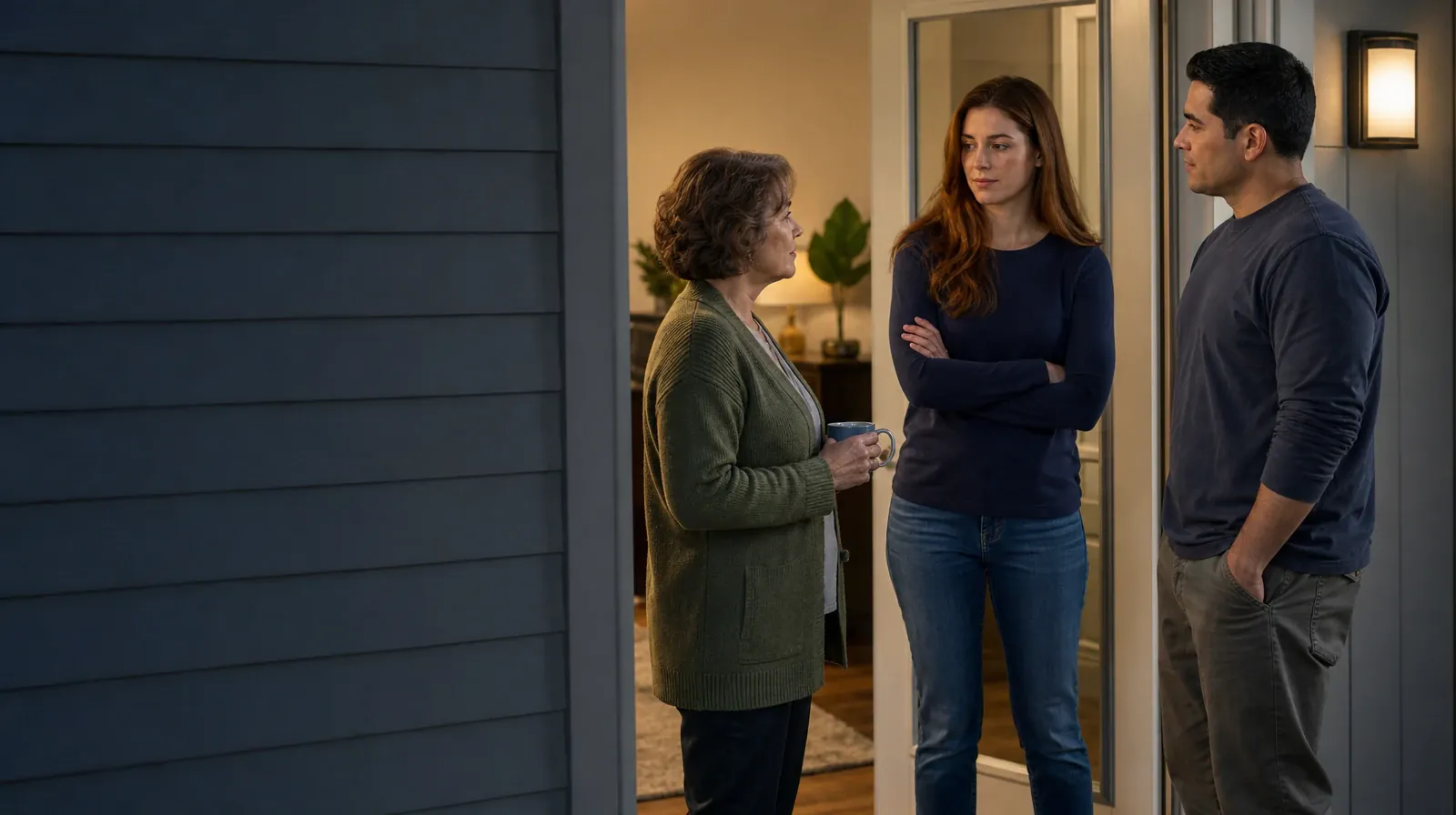 Qualified Practitioner Questions About ACT | Three adults talk near an open home doorway Three adults talk near an open home doorway · Qualified Practitioner Questions About ACT
