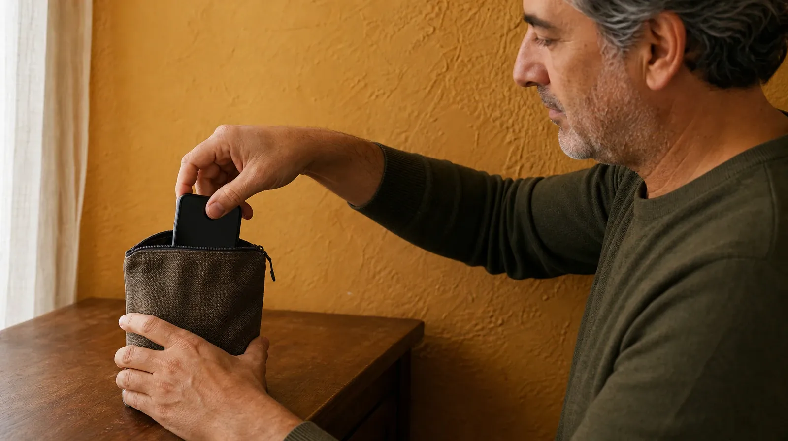 An adult places a phone with its screen hidden into a small… · Understanding Goals in Aftercare planning in South Florida