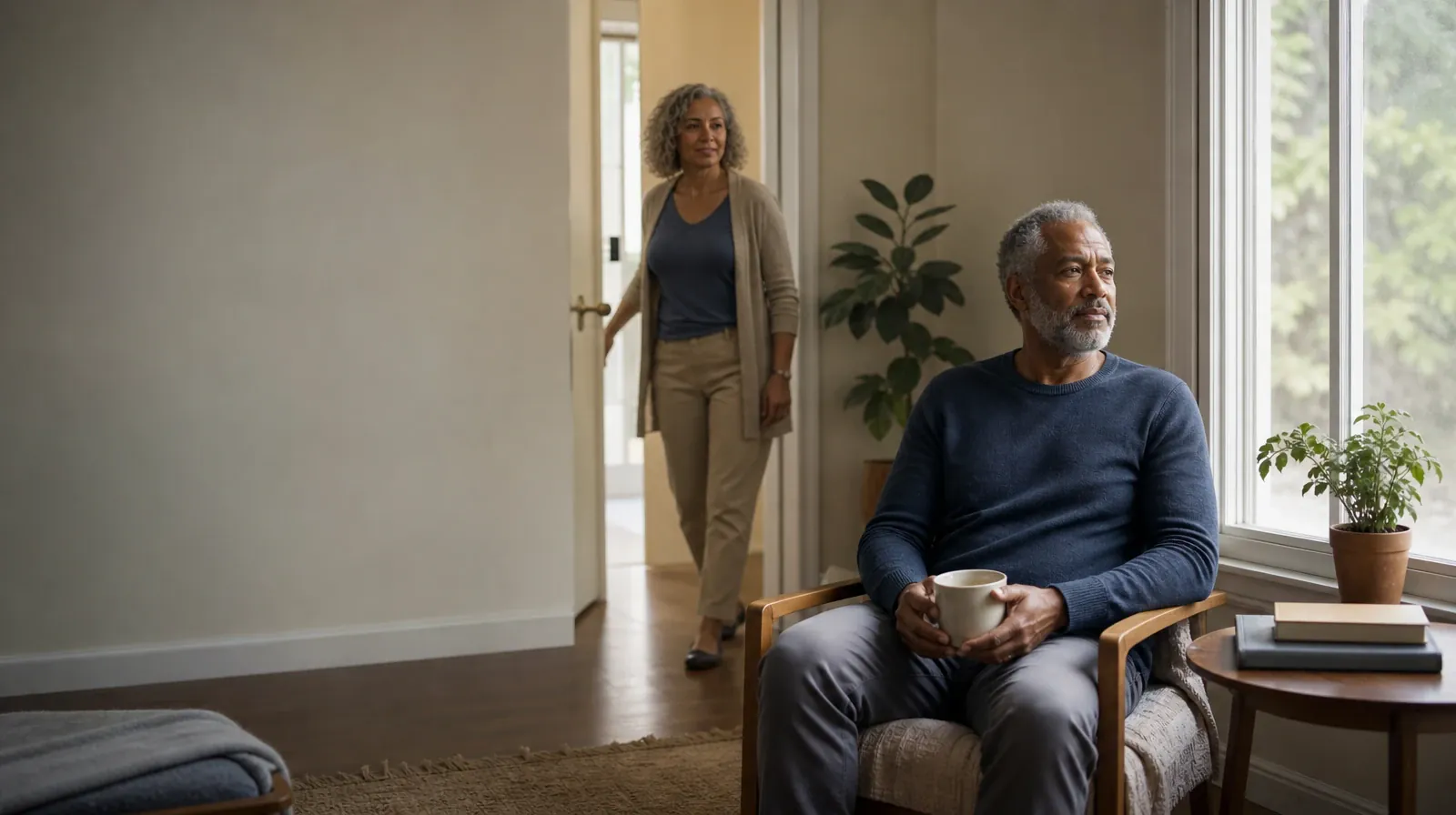 One adult sits near a window as another enters · Preferences and Access in Behavioral Couples Therapy