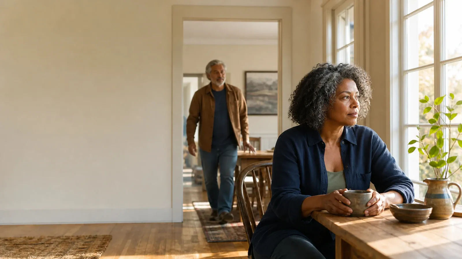 Goals in Behavioral Couples Therapy | One adult sits near a window as another enters One adult sits near a window as another enters · Goals in Behavioral Couples Therapy