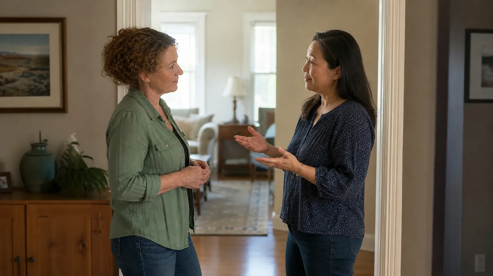 Adult turns fully toward another adult speaking just inside a… · Communication skills for Addiction Treatment in Miramar, FL