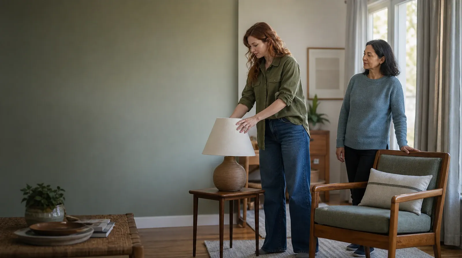 Practicing Community Reinforcement Skills | An adult adjusts a lamp while another waits nearby An adult adjusts a lamp while another waits nearby · Practicing Community Reinforcement Skills