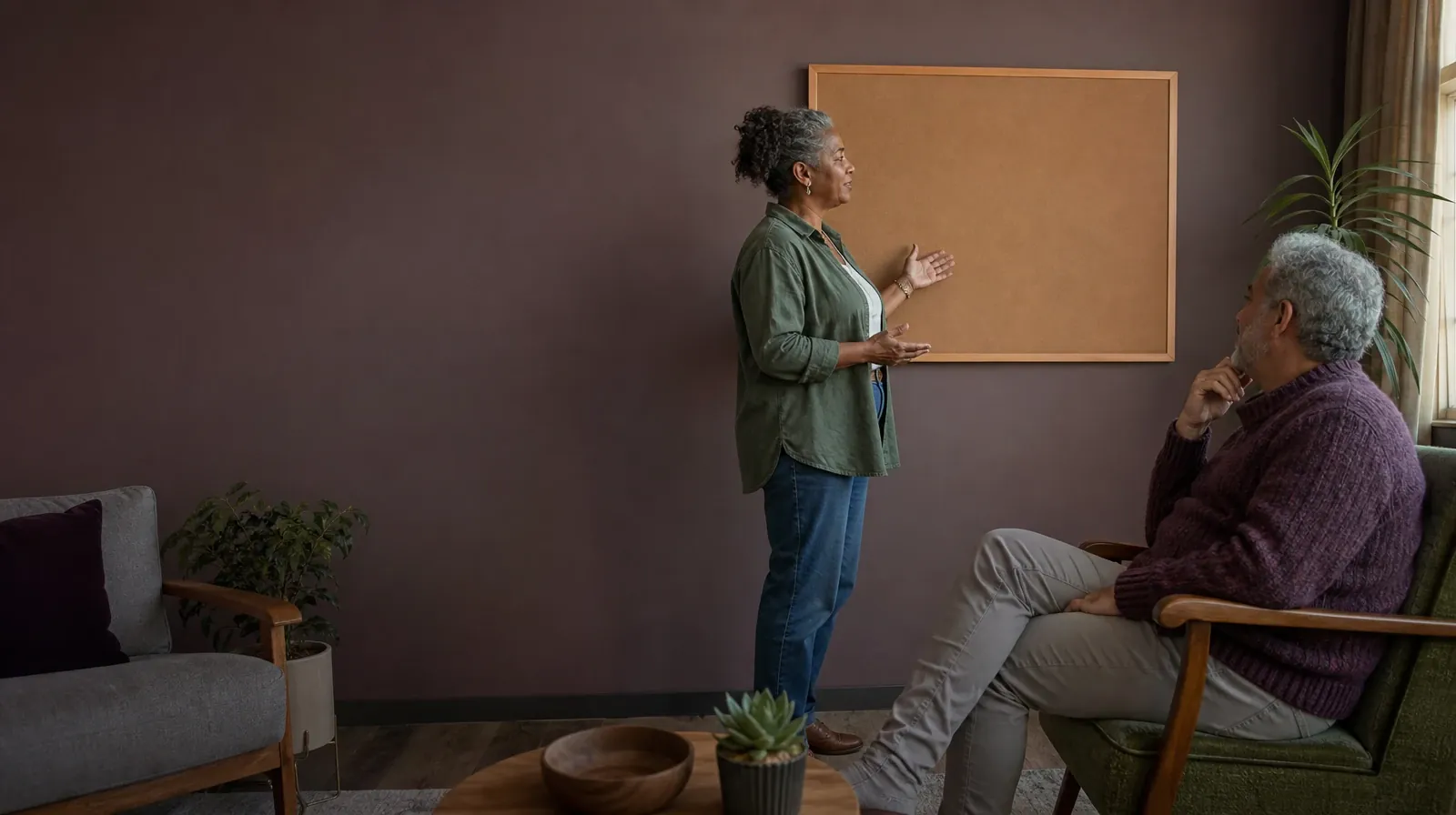 An adult talks beside a blank corkboard · Family Involvement and Emotion regulation in South Florida