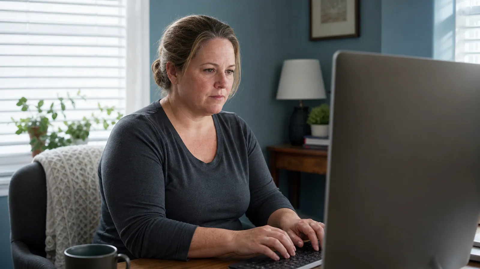Reviewing Progress With Experiential approaches in South Florida | An adult types at a home desktop computer with its… An adult types at a home desktop computer with its… · Reviewing Progress With Experiential approaches in South Florida