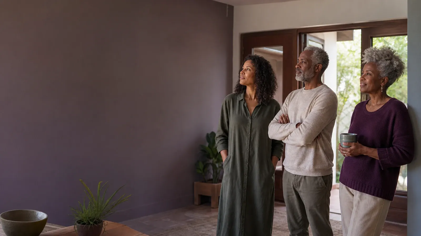 Previous Experience With Family support in South Florida | Three adults talk near an open home doorway Three adults talk near an open home doorway · Previous Experience With Family support in South Florida