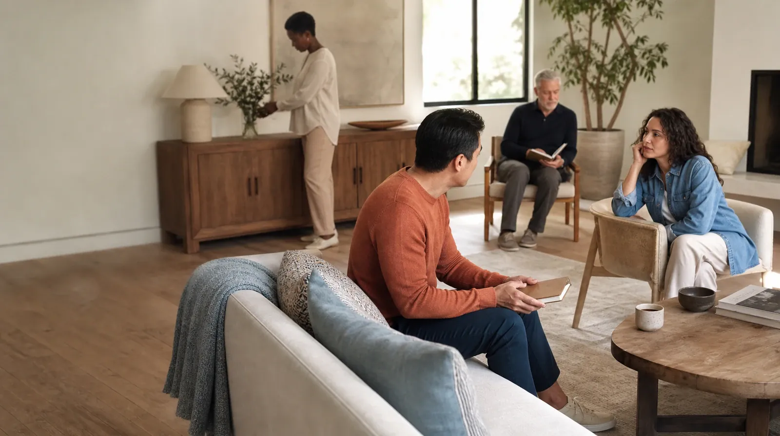 Practicing Between Individual Therapy Sessions | An adult closes a notebook before a conversation An adult closes a notebook before a conversation · Practicing Between Individual Therapy Sessions