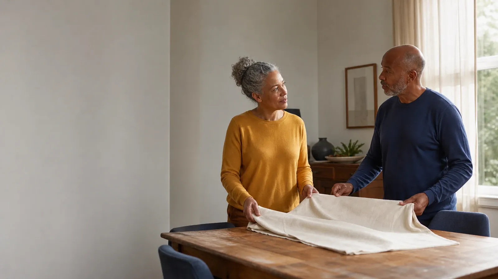 Individual and Group Formats for MET | Two adults fold a plain cloth together Two adults fold a plain cloth together · Individual and Group Formats for MET