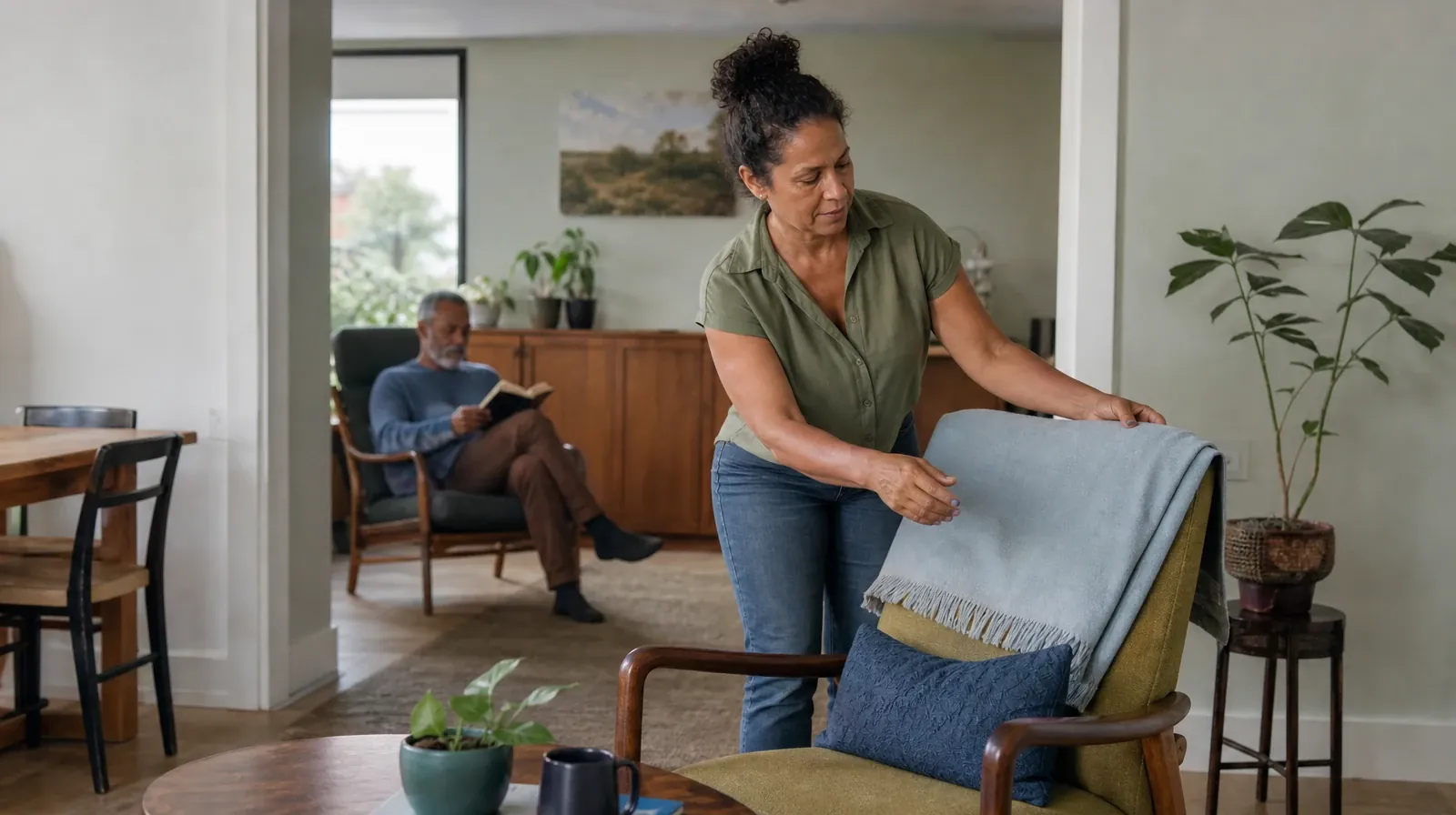 Preparing for a First Conversation About Nutrition support | An adult folds a plain cotton throw over a chair An adult folds a plain cotton throw over a chair · Preparing for a First Conversation About Nutrition support